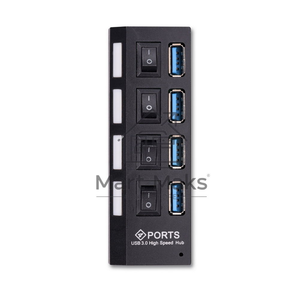 USB-хаб Smartbuy (SBHA-7304-B) USB 3.0 хаб + выкл., 4 порта, черный