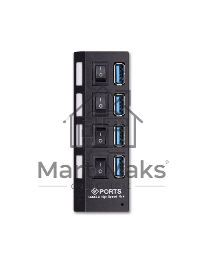 USB-хаб Smartbuy (SBHA-7304-B) USB 3.0 хаб + выкл., 4 порта, черный