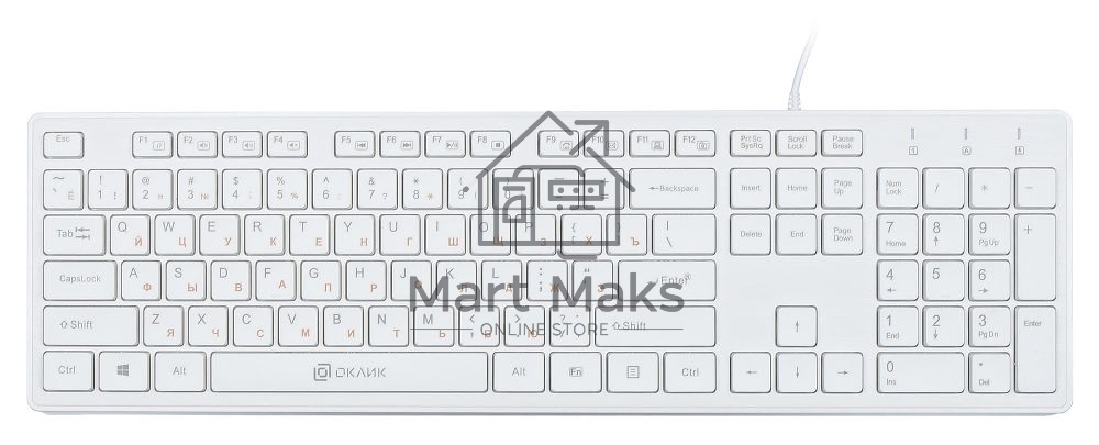Клавиатура Oklick 500M проводная, USB, белый
