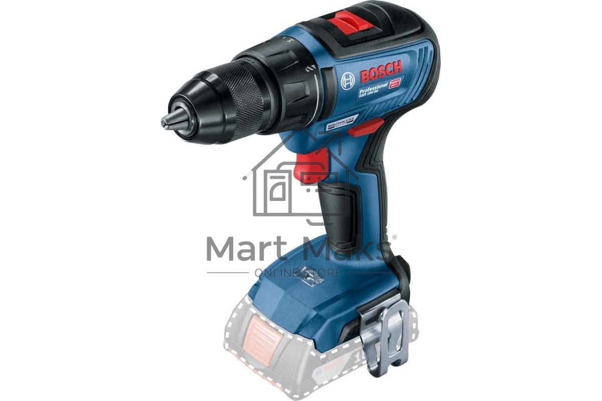 Дрель-шуруповерт Bosch GSR 18V-50, Аккумуляторная, 18В, Без АКБ