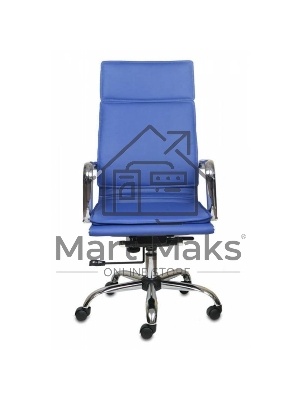 Кресло руководителя Бюрократ CH-993/blue синий, искусственная кожа, крестовина хромированная