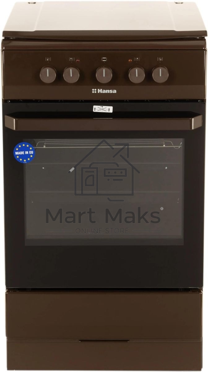 Плита электрическая Hansa FCEB53000 коричневый, конфорок 4 шт, духовка 69 л, 50 см x 85 см x 60 см