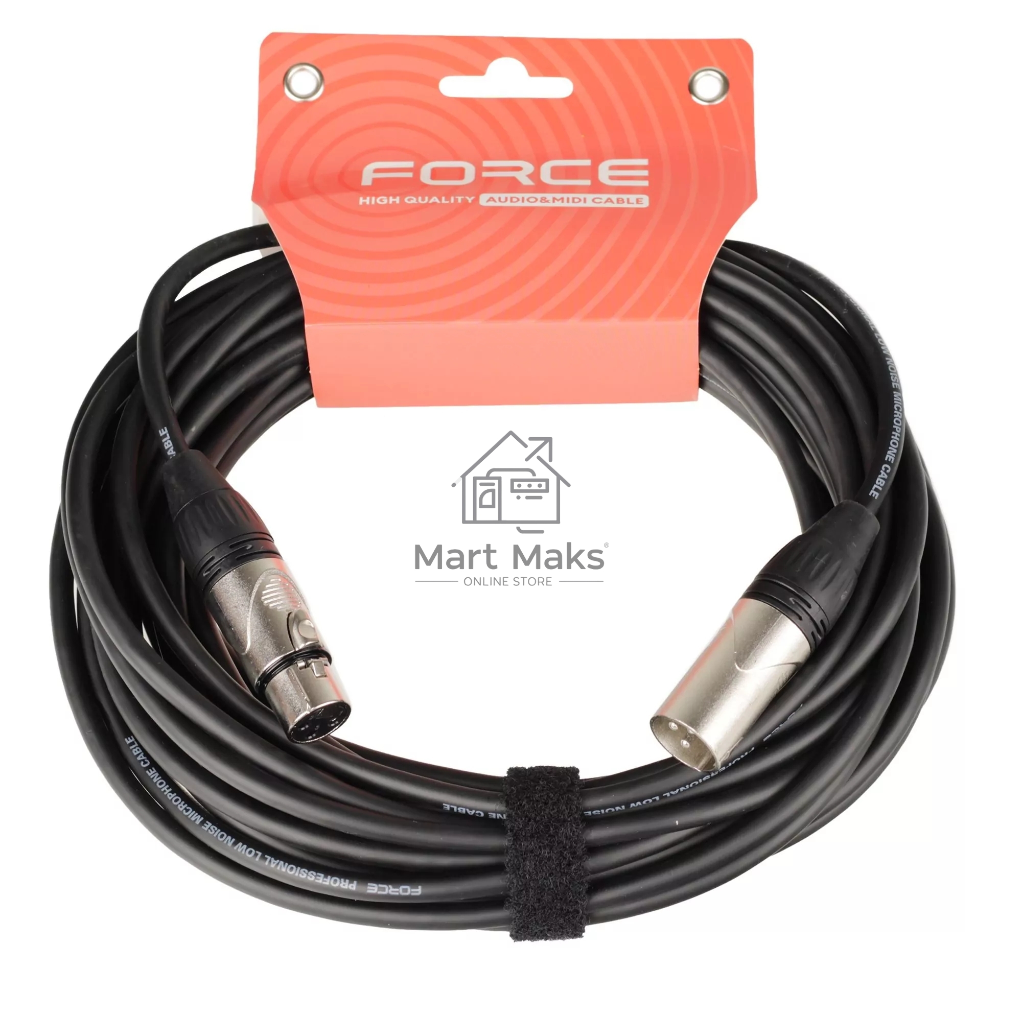 Кабель микрофонный FORCE FMC-05/10XLR (M) - XLR (F), высококачественный балансный, малошумящий с проводниками из безкислородной меди OFC, диаметр 6 мм, профессиональные металлические разъемы, длина 10 м, цвет черный