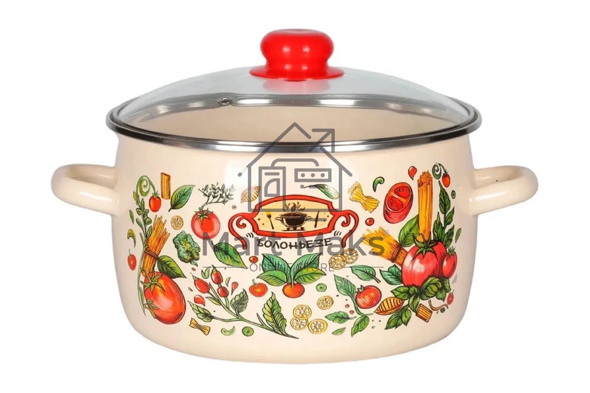 Кастрюля Appetite 1RC221S Болоньезе с крышкой, эмалированная сталь, сфер. 5,5 л