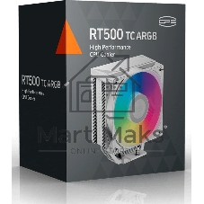Кулер для процессора PCcooler RT500 TC ARGB, белый, 120 мм, алюминий/медь, 500-2200 об/мин, 34.9 дБ, 4 pin PWM, 240 Вт, высота 152 мм