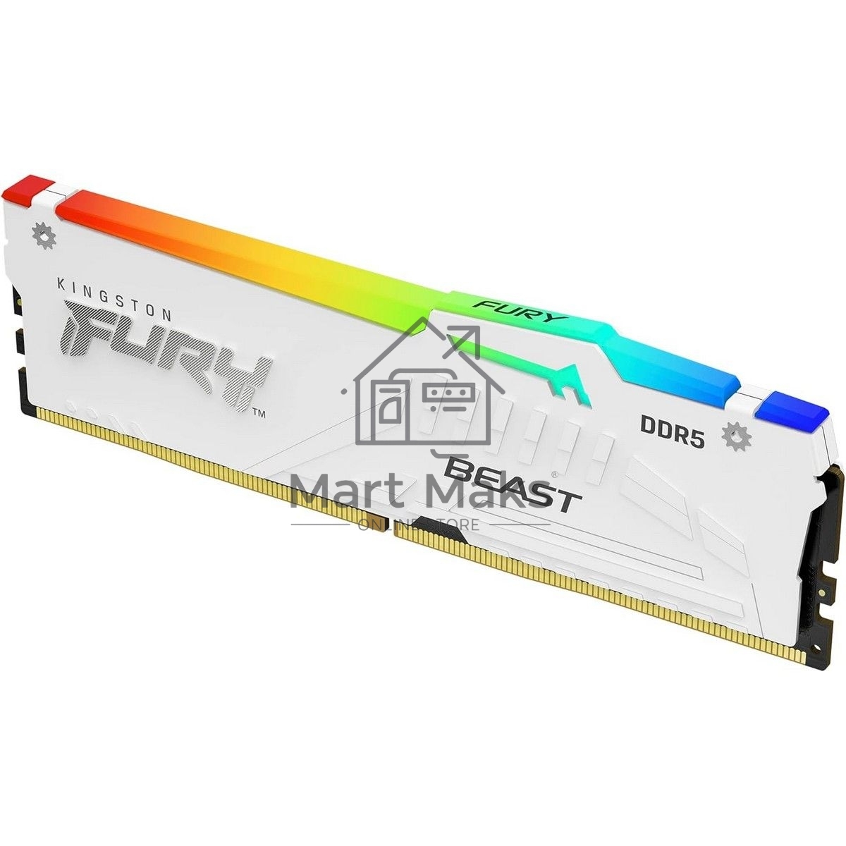 Оперативная память Kingston Fury Beast, DDR5, 32GB (2x16GB), 6000MHz, CL36, DIMM, с радиаторами, RGB, белый