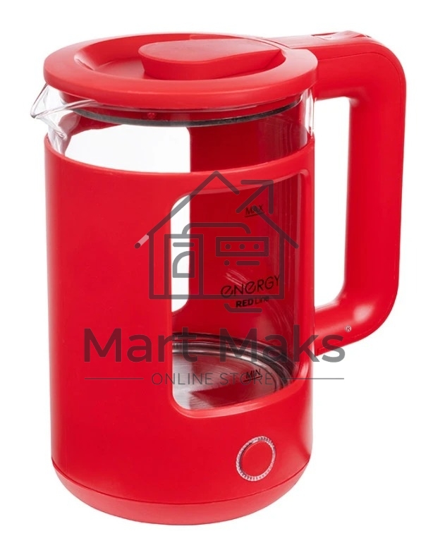 Чайник электрический Energy E-256 1500Вт, 1.5л стекло, красный