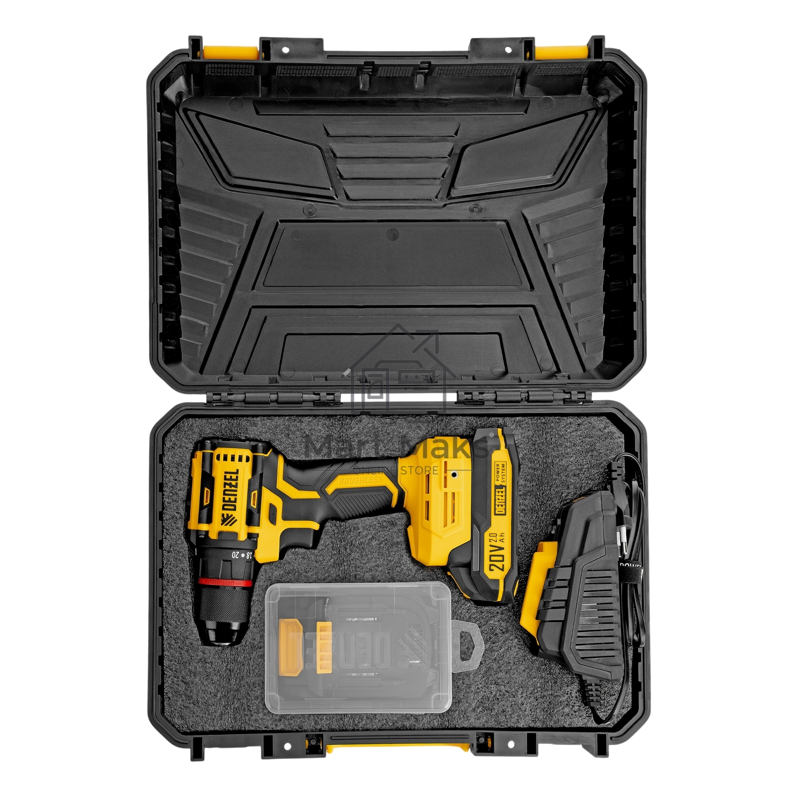 Дрель-шуруповерт Denzel CDH-BL-20, Аккумуляторная, 20В, 2 АКБ, Кейс