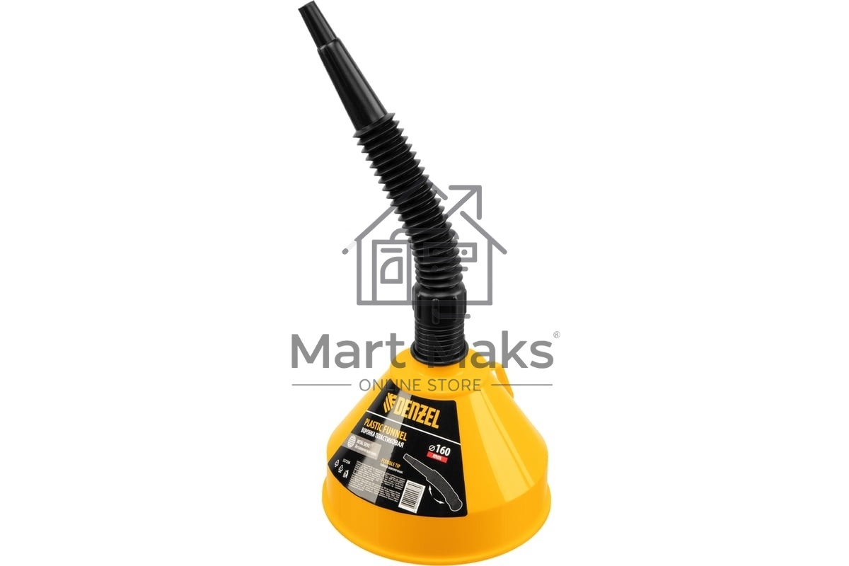 Воронка пластиковая Denzel 160 мм с металлическим ситом и гибким наконечником