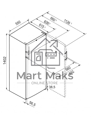 Холодильник Liebherr KELE 2834-26 001 серебристый однокамерный 229/21л морозилка сверху