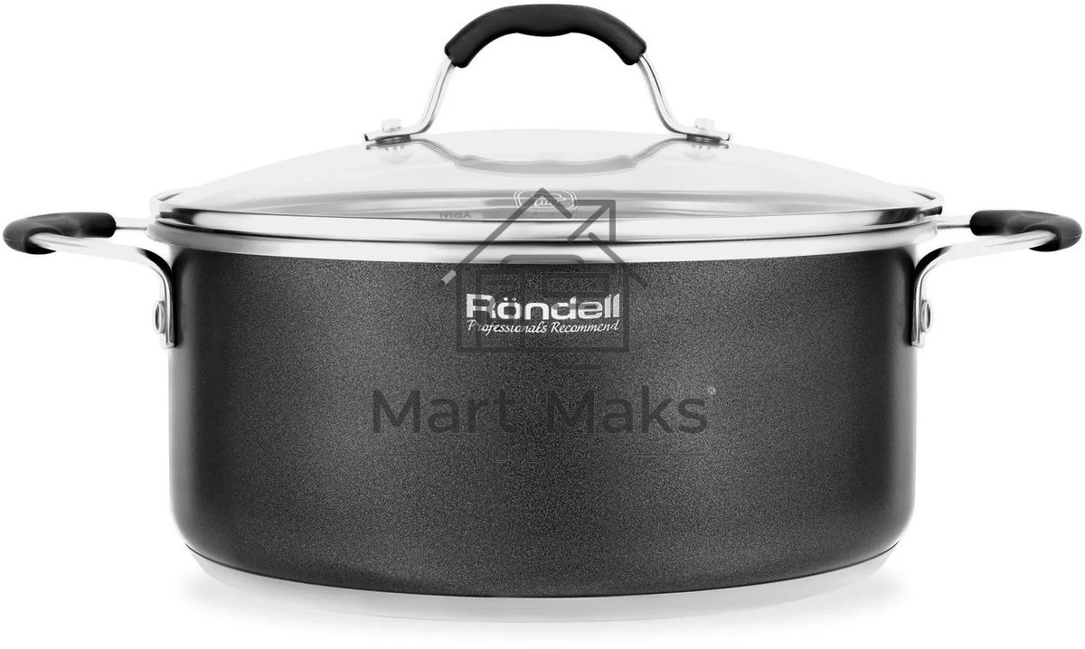 Кастрюля Rondell Stern RDS-019, 4.7л, 24см, с крышкой, серый
