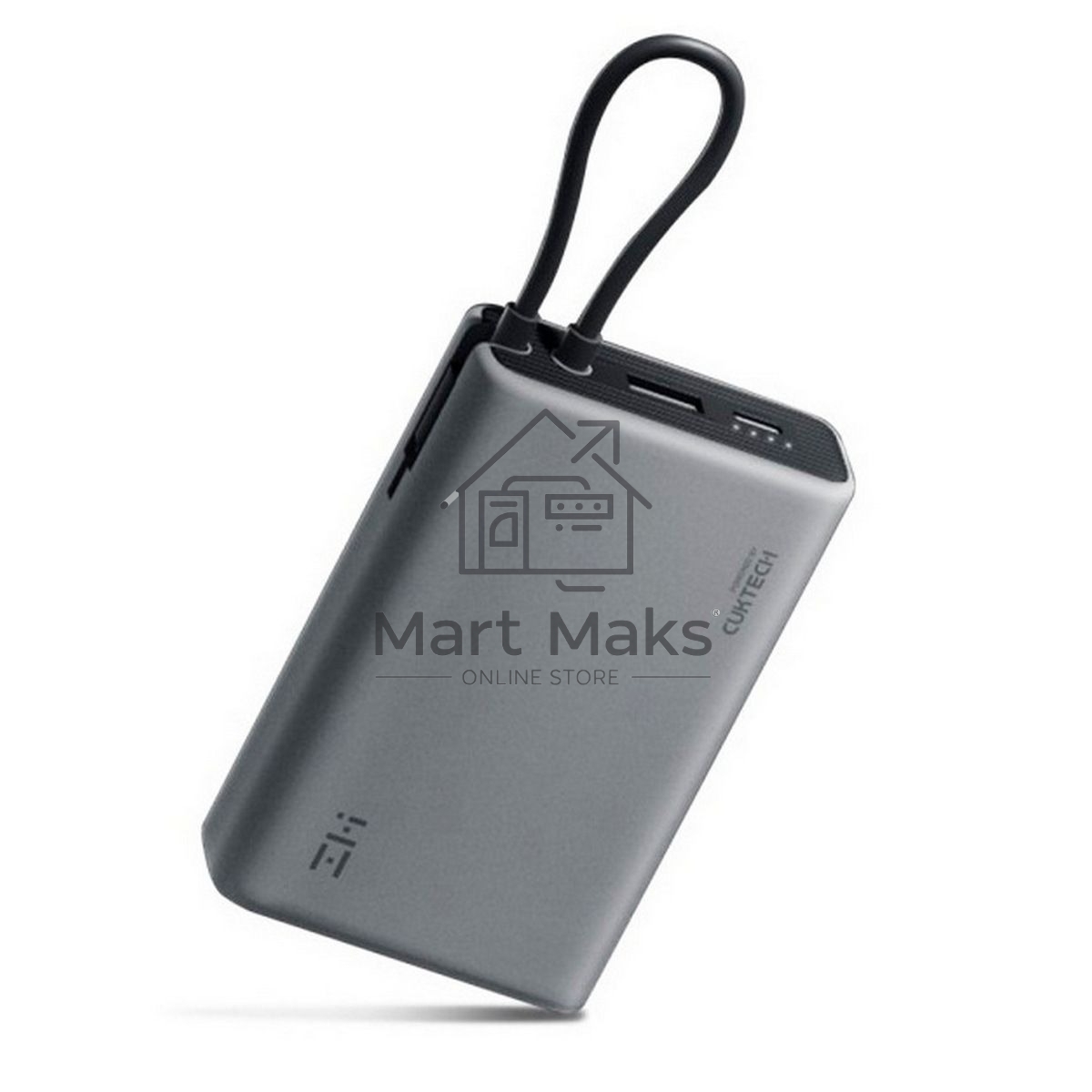 Портативный аккумулятор ZMI 10000mAh Powerbank with build-in Charging Cable P17 серый