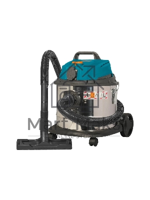 Строительный пылесос Bort BSS-1215 синий/серебристый, 260/1200 Вт, уборка сухая/влажная, пылесборник мешок/контейнер, 15 л