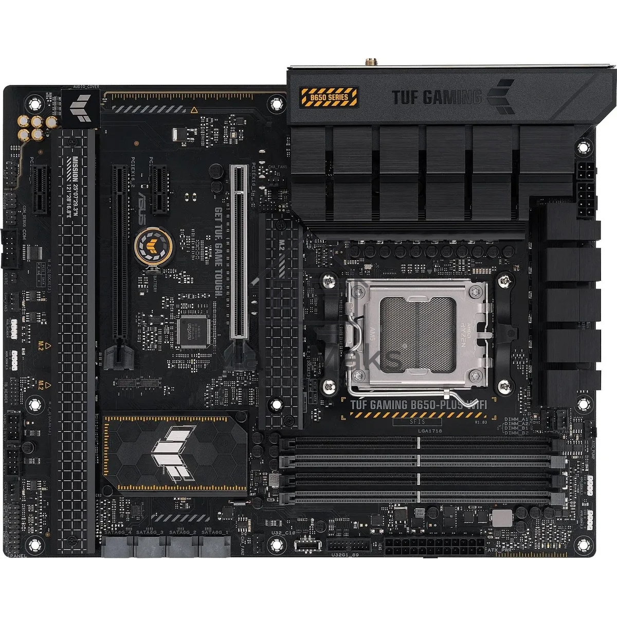 Материнская плата ASUS TUF GAMING B650-PLUS WIFI, AM5, AMD B650, 4xDDR5, 4xSATA, 3xM.2, 1xPCI-E 4.0 x16, 1xPCI-E 4.0 x4, 2xPCI-E x1, 1xHDMI, 1xDP, 1x 2.5Gb LAN, 2xUSB-A 3.2 Gen 2, 4xUSB-A 2.0, 1xUSB-C 3.2 Gen 2, 5x3.5 мм, 7.1, ATX