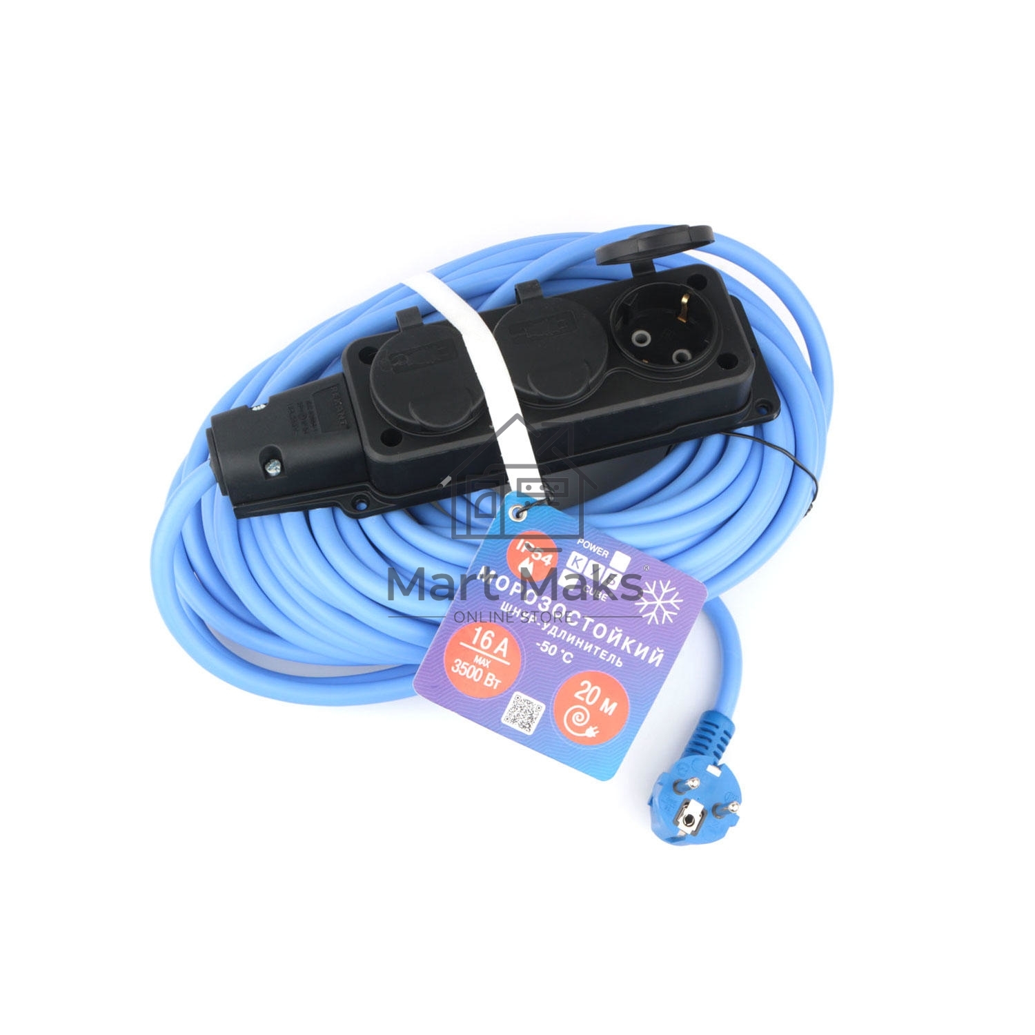 Морозостойкий удлинитель PC 16А, 3р 20м 3*2,5 IP54 / PC-3GF-R-20(IP)