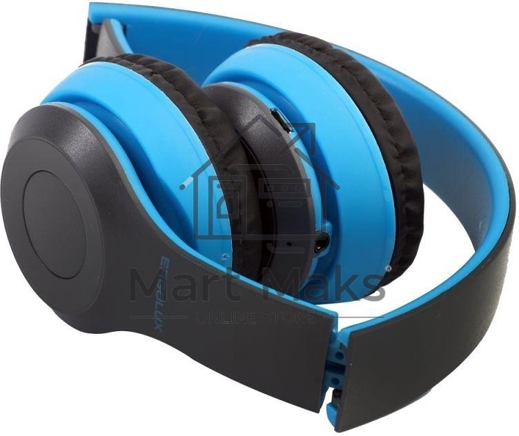 Наушники накладные с микрофоном беспроводные ELX-BTHP01-C06 FM MP3 коробка син. Ergolux 15357