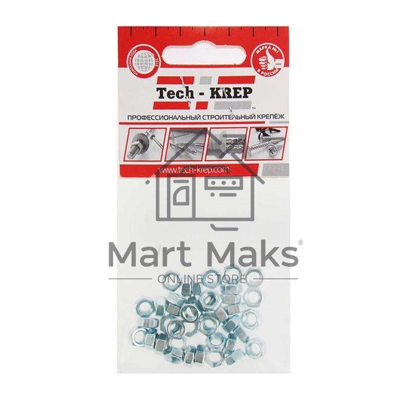 Гайка DIN934 шестигранная М5 оцинк. (уп.40шт) Tech-KREP 103024