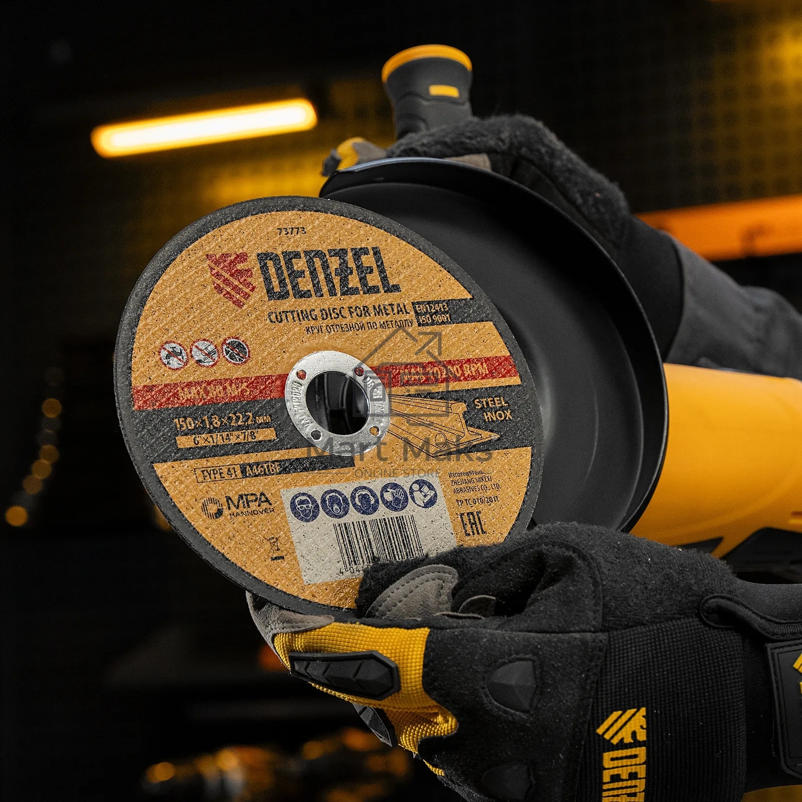 Круг отрезной по металлу Denzel 150 х 1,8 х 22,2 мм, A46TBF