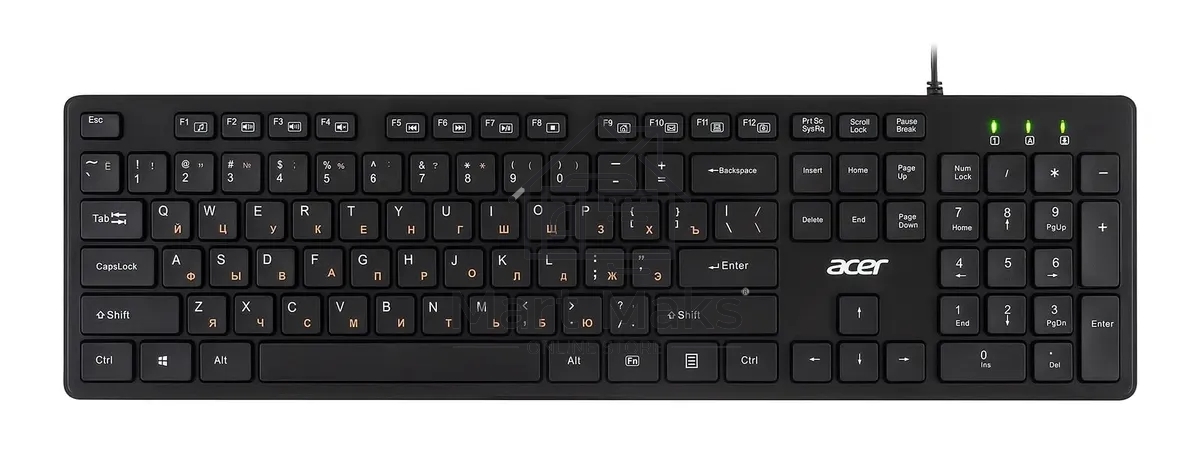 Клавиатура Acer OKW122 проводная, USB, черный
