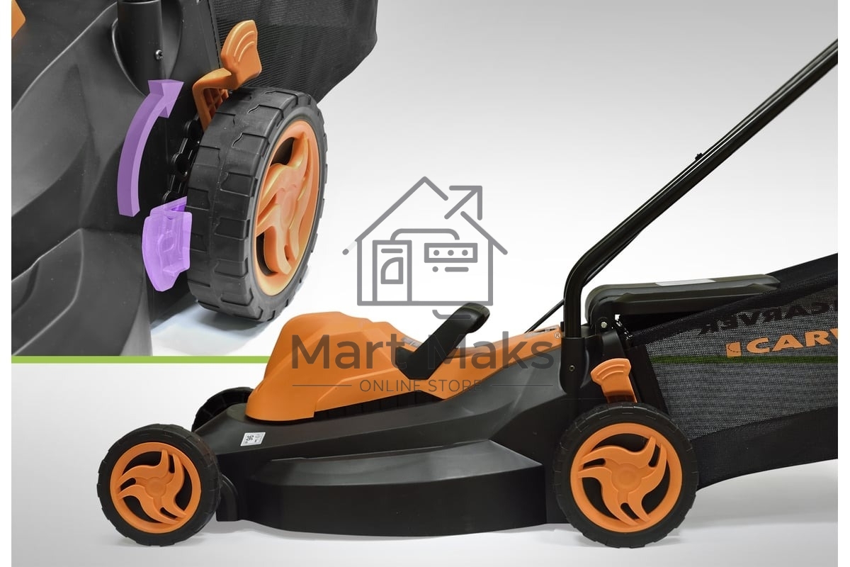 Газонокосилка CARVER LME-1437 эл. 1400Вт ширина 37см рег.высоты травосборник 35л