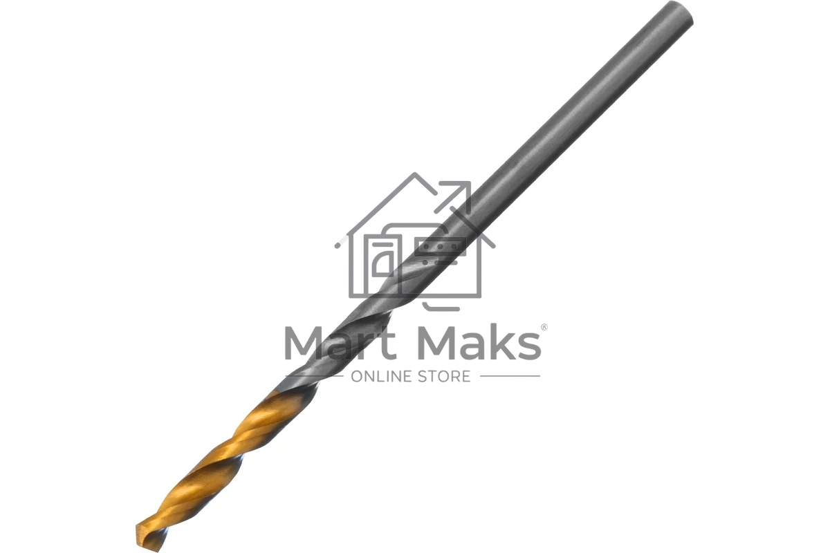 Сверло спиральное по металлу Denzel 2,5 x 57мм, Р6М5, Golden Tip, 2 шт.