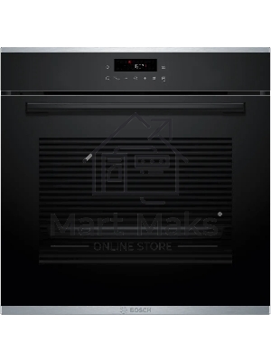Встраиваемый духовой шкаф Bosch, Serie 4, Auto Pilot 10, объем 71 л, 7 режимов нагрева, 4D Hotair, телескопические направляющие 1уровень,пиролиз, сенсорное управление, черный+профиль из нерж. стали