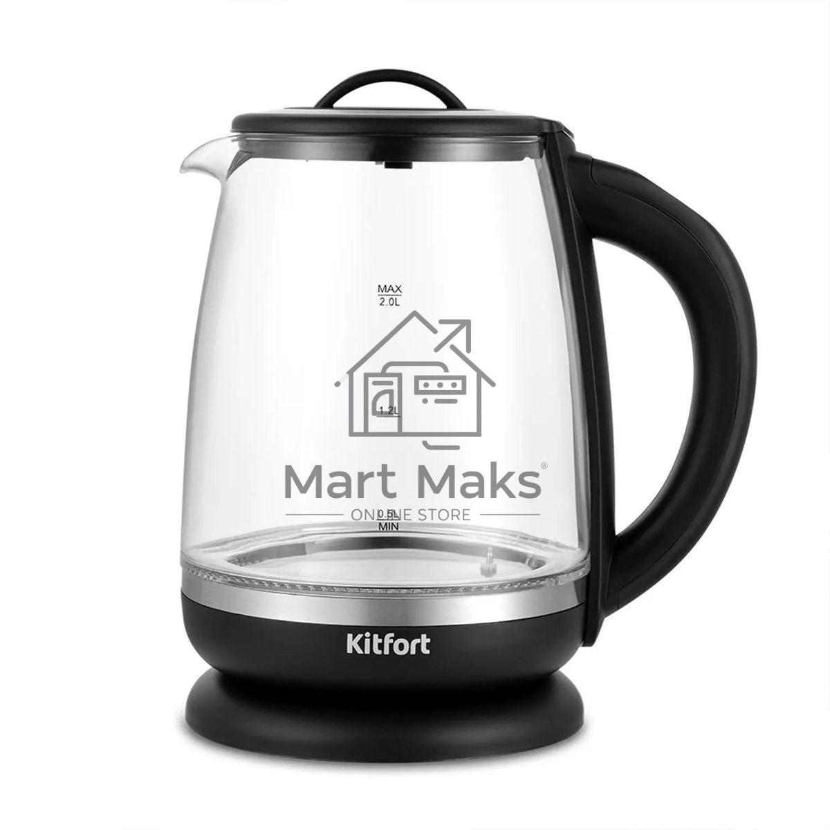 Чайник электрический Kitfort КТ-6145 2л. 2200Вт черный/серебристый (корпус: пластик/стекло)
