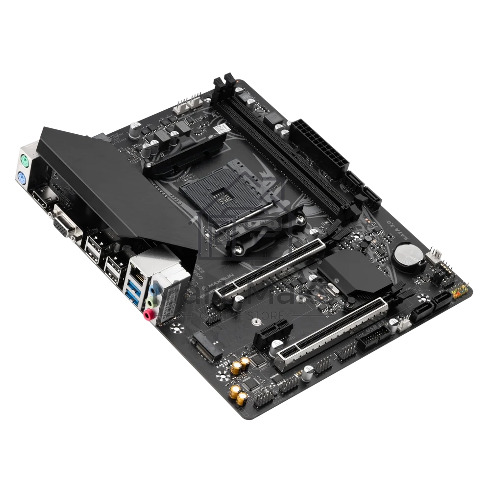 Материнская плата Maxsun Terminator B550M, AM4, AMD B550, 2xDDR4, 4xSATA, 1xM.2, 1xPCI-E 4.0 x16, 1xPCI-E 3.0 x4, 1xPCI-E 3.0 x1, 1xHDMI, 1xVGA, 1x1Gb LAN, 2xUSB-A 3.2 Gen 1, 4xUSB-A 2.0, 3x3.5 мм, 5.1, M-ATX