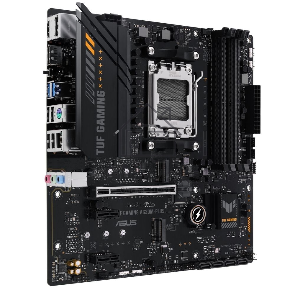 Материнская плата ASUS TUF GAMING A620M-PLUS, AM5, AMD A620, 4xDDR5, 4xSATA, 2xM.2, 1xPCI-E 4.0 x16, 2xPCI-E x1, 2xDP, 1xHDMI, 1x 2.5Gb LAN, 2xUSB-A 3.2 Gen 1, 4xUSB-A 2.0, 3x3.5 мм, 7.1, Micro-ATX