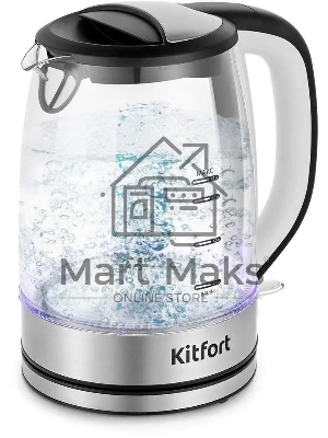 Чайник электрический Kitfort КТ-6628 1.7л. 2200Вт нержавеющая сталь/черный корпус: нерж.сталь/стекло