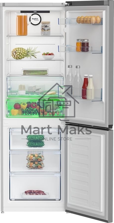 Холодильник Beko B3RCNK362HS серебристый двухкамерный 220/100л морозилка снизу, Total No Frost
