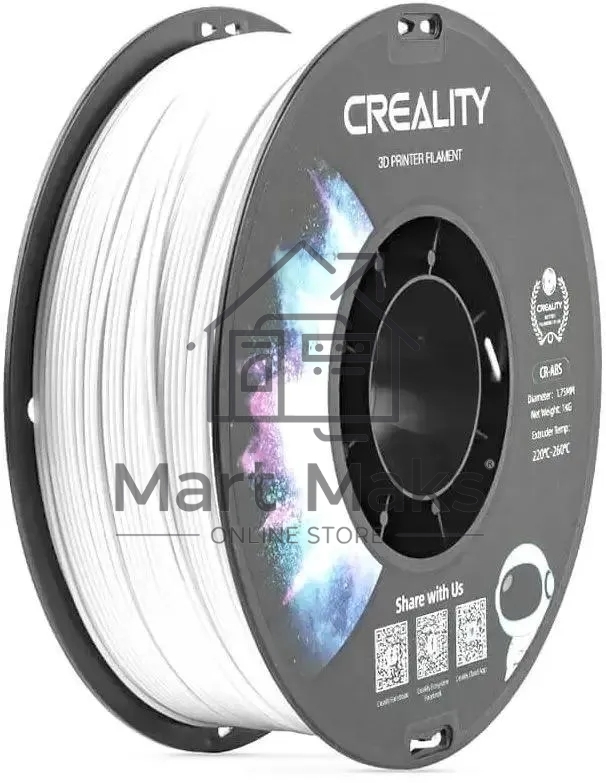 Катушка CR-ABS пластика Creality 1,75 мм 1кг для 3D принтеров, белый