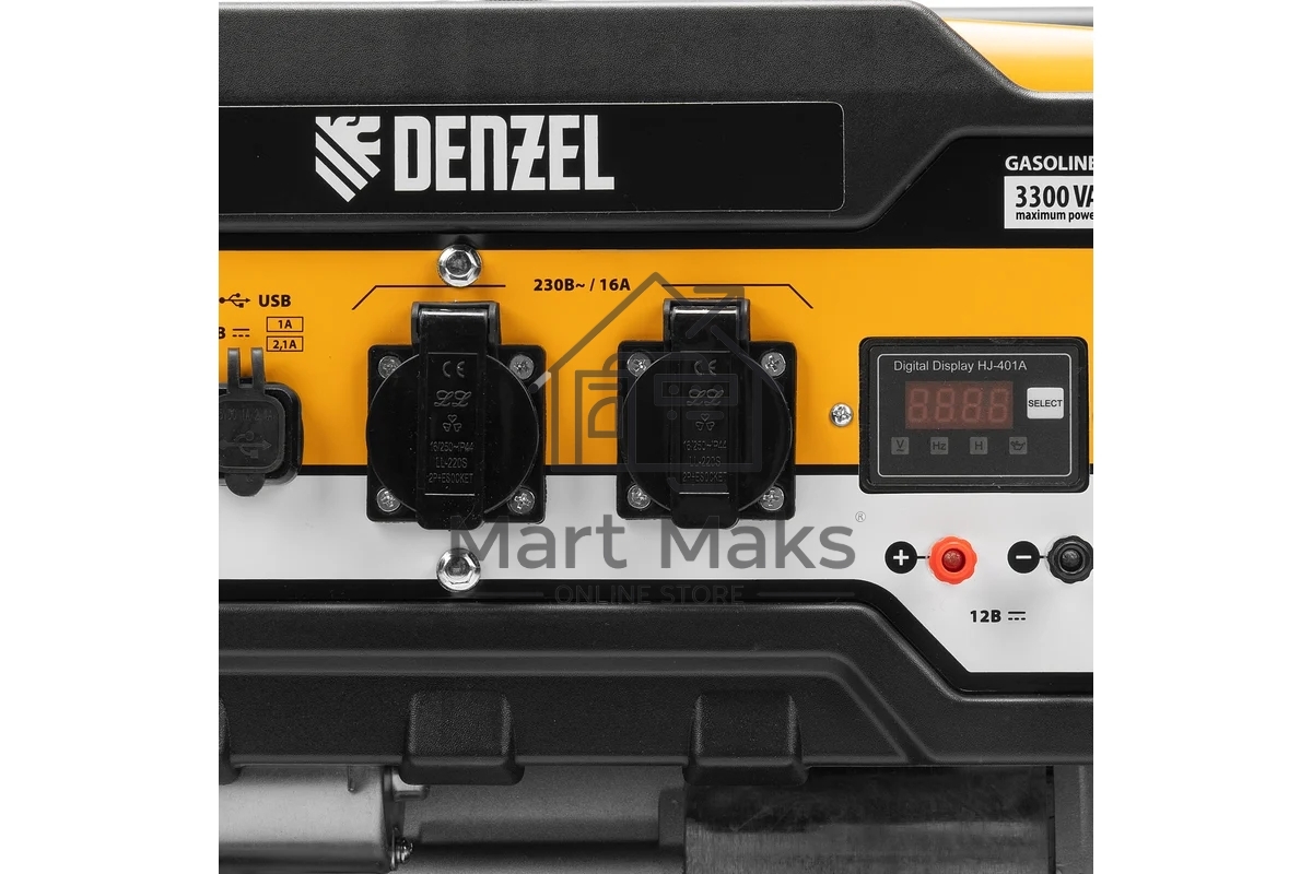 Электрогенератор бензиновый Denzel PS-33E, 3.3 кВт, 85 дБ, 48.5 кг