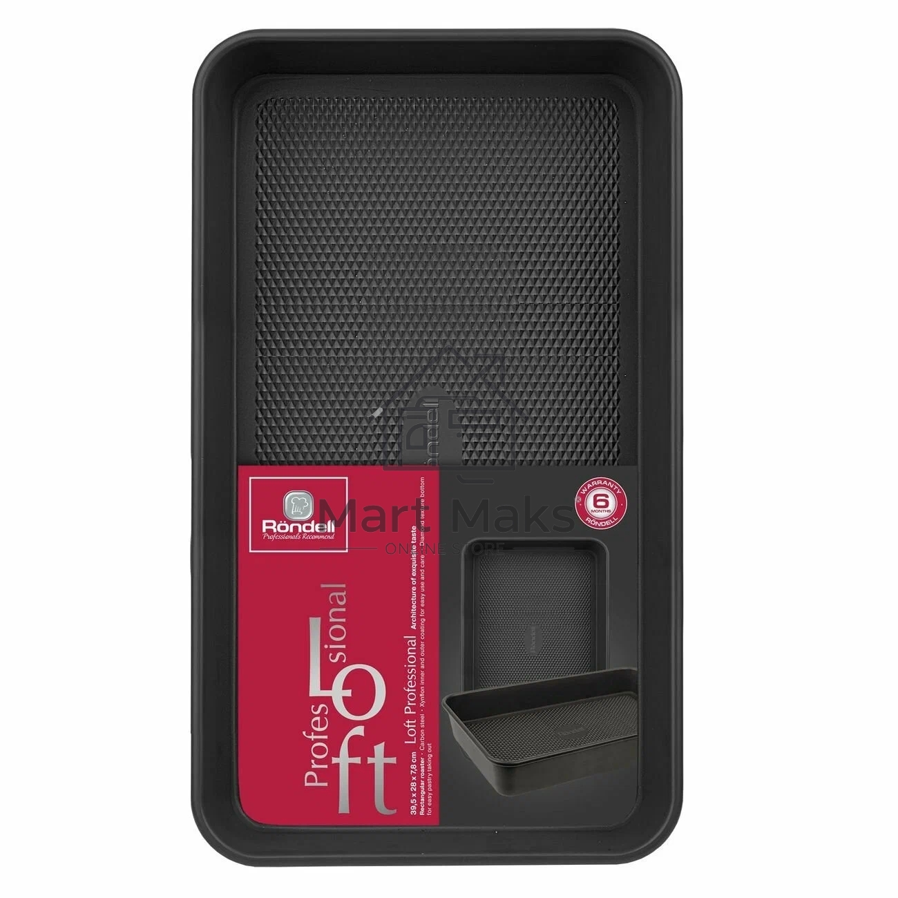 Форма для выпечки Rondell Loft Professional RDF-1510 прямоуг. 39.5x27.5x7.8см сталь черный