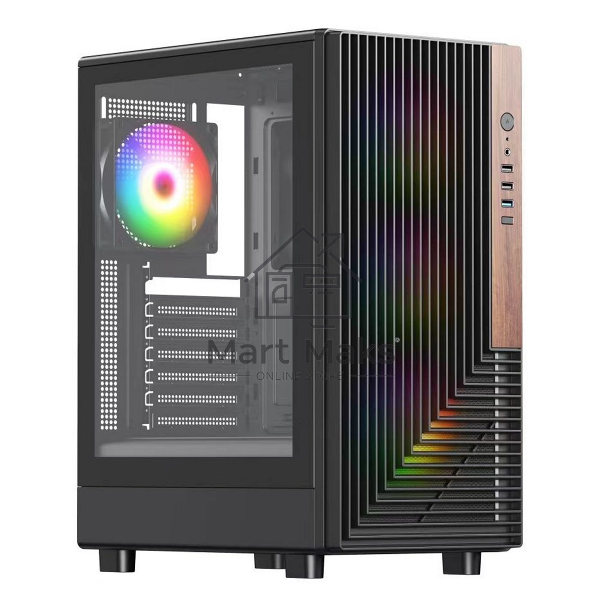 Компьютерный корпус ACD Citadel 101 ATX, черный, USB3.0*1 + USB2.0*2 + HD AUDIO, 1*12cm H1 argb fan at rear, 3*12cm H1 argb fas at front, TG