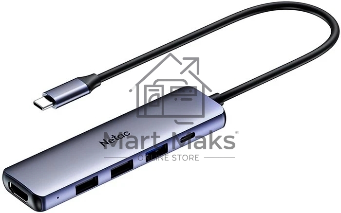 USB-концентратор Netac Hub WF13, Type-C to USB3.0+USB2.0*2+100W PD+HDMI (repl. NT08WF13-30GR)