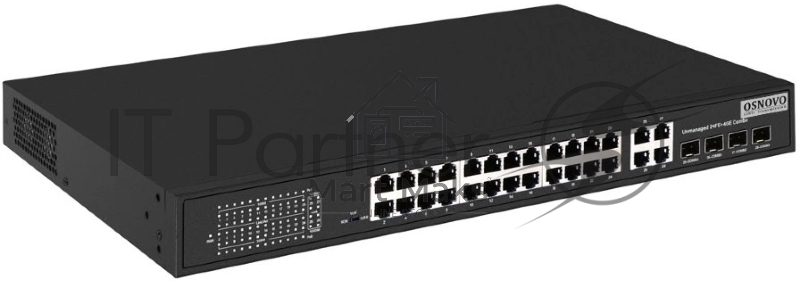 Коммутатор Osnovo SW-62444(400W), 24×100 Мбит/с PoE + 4×1 Гбит/с Combo, неуправляемый