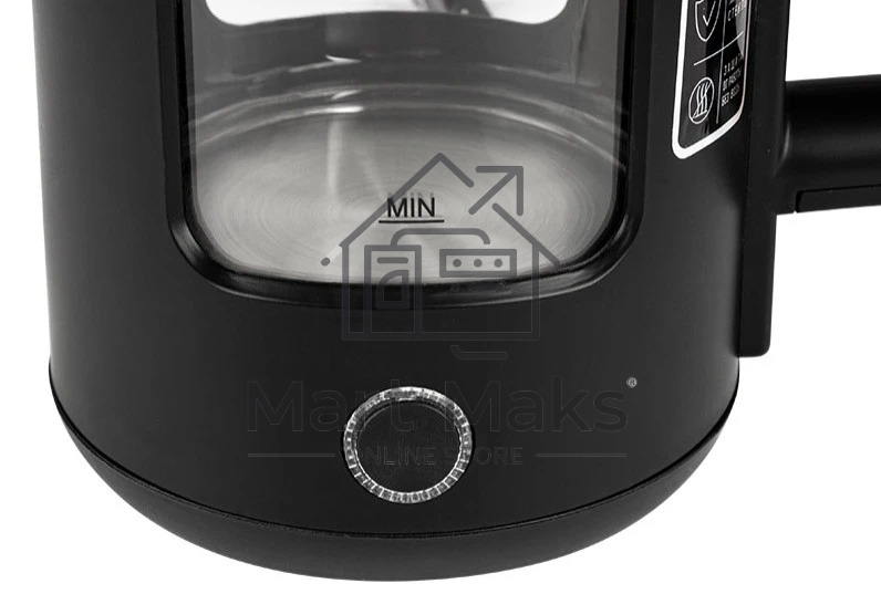 Чайник электрический Energy E-256, 1500 Вт, 1,5л, стекло, черный