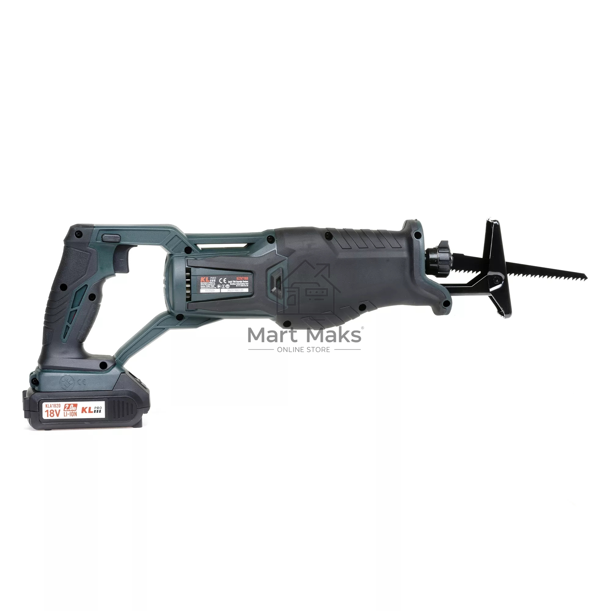 Профессиональная пила сабельная бесщеточная KLPRO KLTKT18B-20 (18 В, Li-ion-2шт, 2.0А·ч, полотна дерево/металл, ЗУ, сумка)