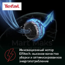 Пылесос Tefal TW3786RA серый/черный, 750/2100 Вт, уборка сухая, пылесборник контейнер 1,5 л