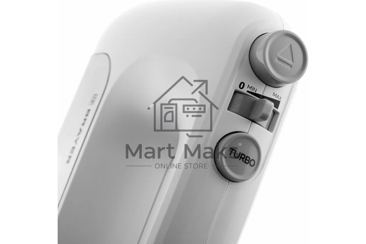 Миксер BRAYER BR1303, 500  Вт, корп.из нерж.стали, 5 режимов, 2 крюка, 2 венчика