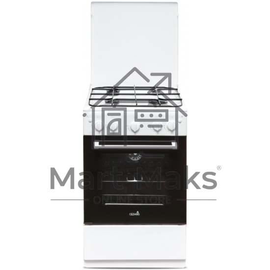 Плита газовая Cezaris ПГ 2150-06 белый, конфорок 4 газовых, духовка 43 л, 51 см x 85 см x 55 см