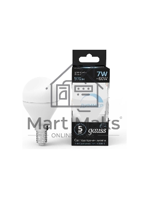 Лампа светодиодная Gauss Led Globe-dim E14 7Вт 4100К диммируемая