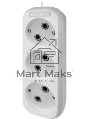 Удлинитель Defender (99276) B230 - 3 роз х 2 м, белый