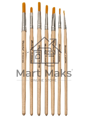 Набор кистей Silwerhof Монстрики (набор 7шт) синтетика круглая №1-5 / плоская № 4,6 деревянная, лакированная ручка