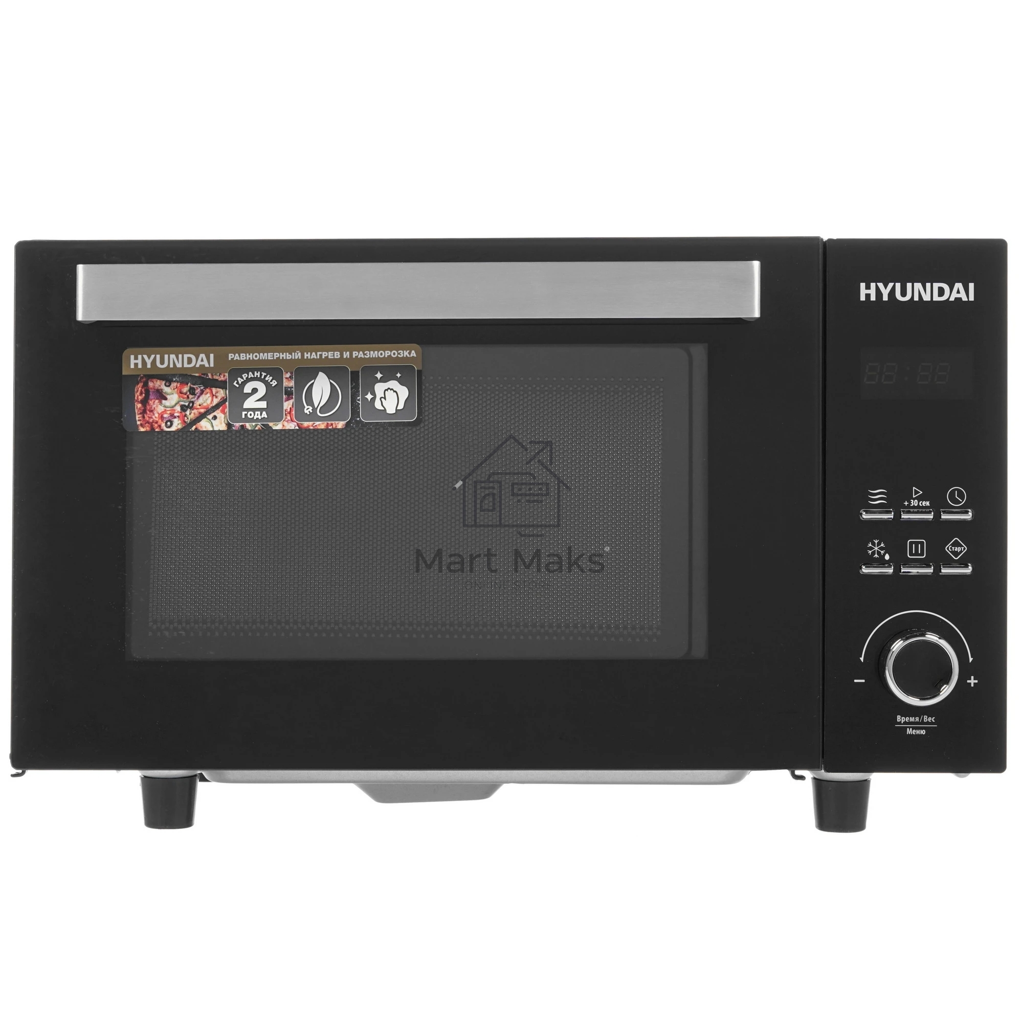 Микроволновая печь Hyundai HYM-D2073 черный, 23 л, 800 Вт, переключатели - кнопки, поворотный механизм