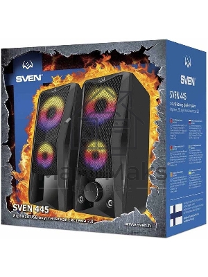 Акустическая система SVEN 445, черный, USB, 2.0,2x3 Вт(RMS), подсветка