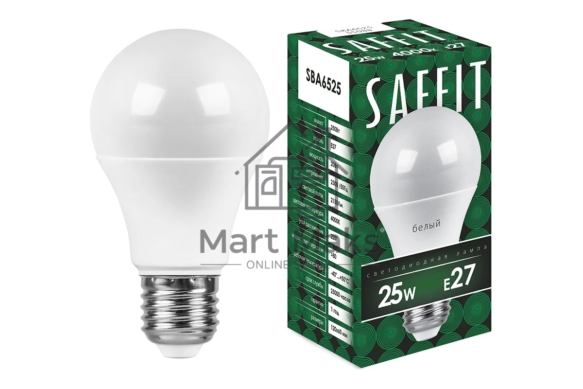 Лампа светодиодная SAFFIT SBA6525 (55088) 25 вт Е27 белый