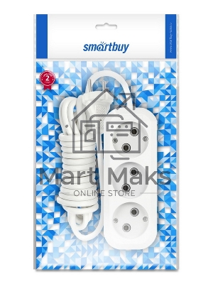 Удлинитель бытовой Smartbuy (SBE-10-3-07-N) 3 гнз х 7,0 м (10А/2.2 кВт, ПВС 2х1.0)