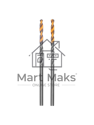 Сверло спиральное по металлу Denzel 2,5 x 57мм, Р6М5, Golden Tip, 2 шт.